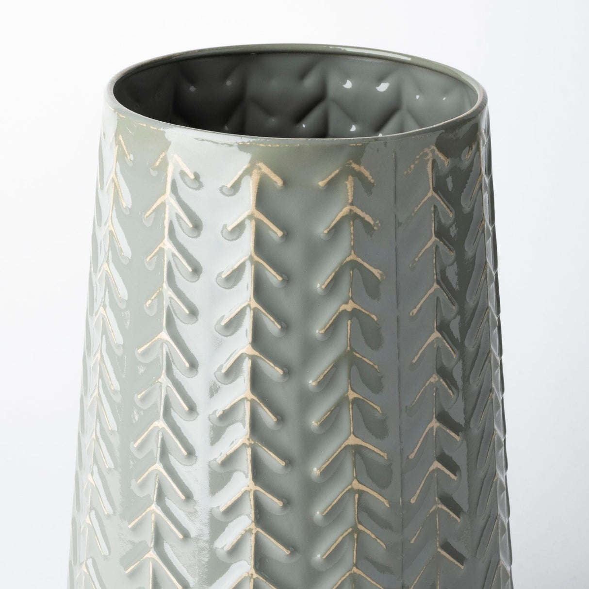 Gemma III Metal Glossy Green/Gray Chevron Vase by Mercana at Eve Furniture