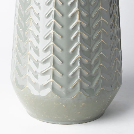 Gemma III Metal Glossy Green/Gray Chevron Vase by Mercana at Eve Furniture