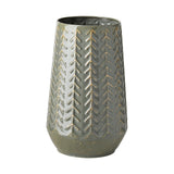 Gemma III Metal Glossy Green/Gray Chevron Vase by Mercana at Eve Furniture