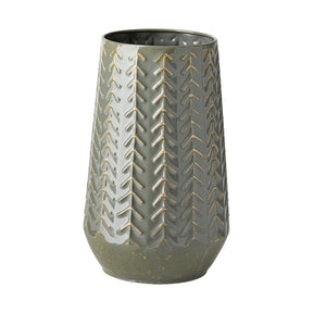Gemma III Metal Glossy Green/Gray Chevron Vase by Mercana at Eve Furniture