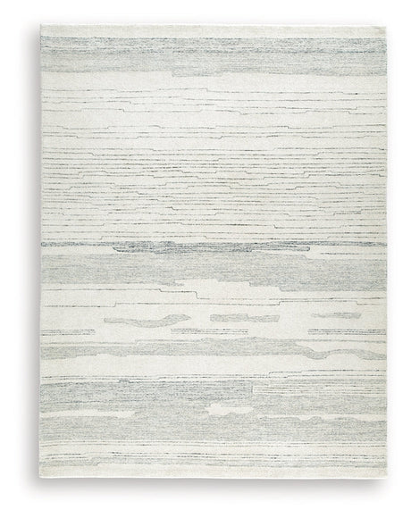 Genemost Ivory/Blue Large Rug by Ashley at Eve Furniture