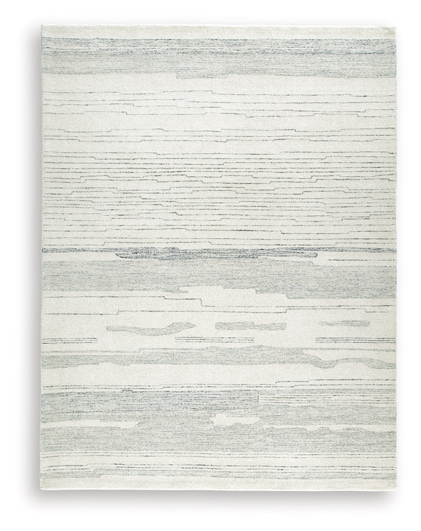 Genemost Ivory/Blue Large Rug by ASHLEY FURNITURE at Eve Furniture