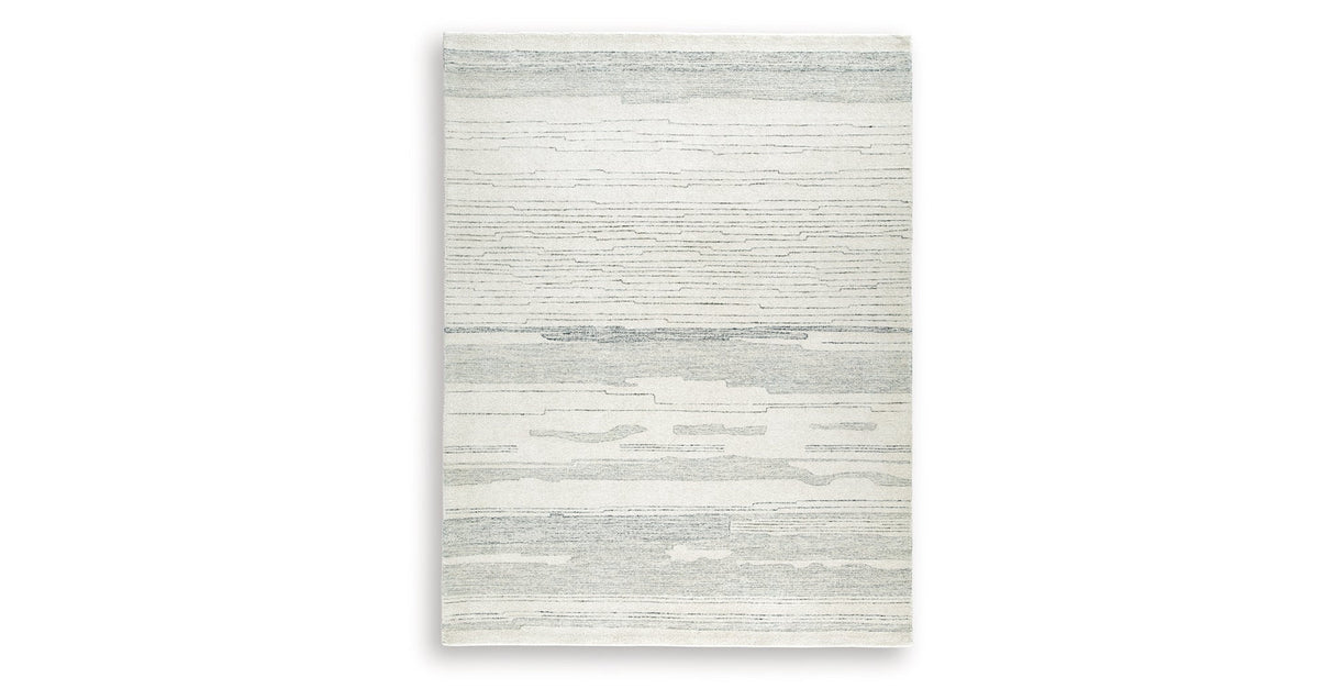 Genemost Ivory/Blue Large Rug by ASHLEY FURNITURE at Eve Furniture