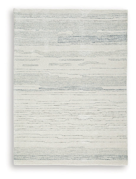 Genemost Ivory/Blue Medium Rug by Ashley at Eve Furniture