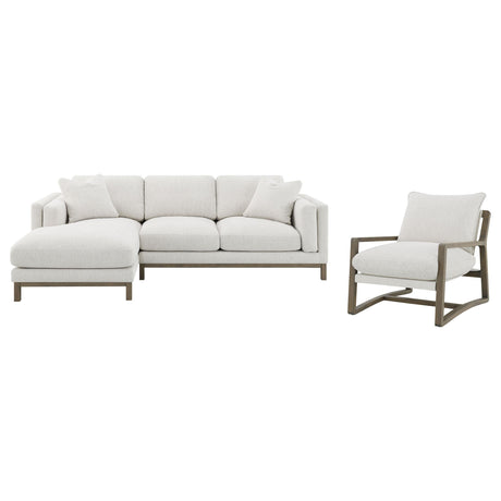 Geneva Sand Boucle Wood Arm Accent Chair by Coaster at Eve Furniture