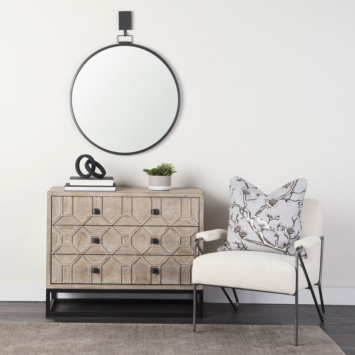 Genevieve I 39L x 16W Light Brown Fir Veneer 3 Drawer Accent Cabinet by Mercana at Eve Furniture