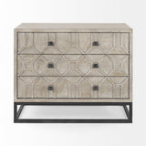 Genevieve I 39L x 16W Light Brown Fir Veneer 3 Drawer Accent Cabinet by Mercana at Eve Furniture