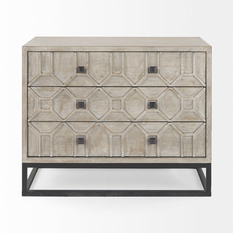 Genevieve I Light Brown Fir Veneer 3 Drawer Accent Cabinet by Mercana at Eve Furniture