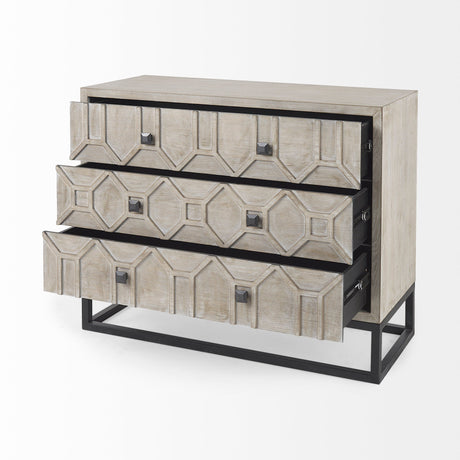Genevieve I Light Brown Fir Veneer 3 Drawer Accent Cabinet by Mercana at Eve Furniture