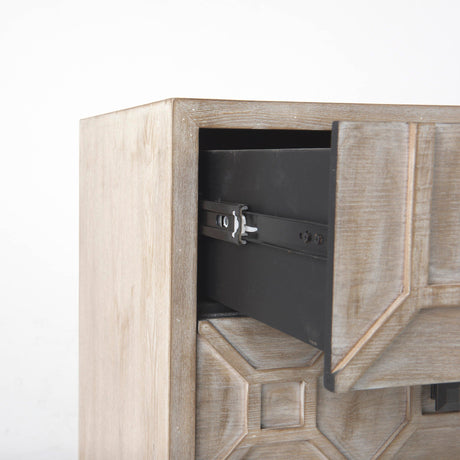 Genevieve I Light Brown Fir Veneer 3 Drawer Accent Cabinet by Mercana at Eve Furniture