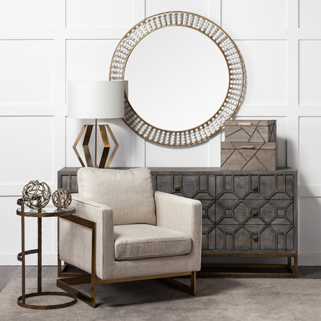 Genevieve II Gray Fir Veneer W/Gold Metal Frame Base 9 Drawer Sideboard by Mercana at Eve Furniture