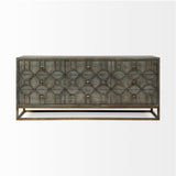 Genevieve II Gray Fir Veneer W/Gold Metal Frame Base 9 Drawer Sideboard by Mercana at Eve Furniture