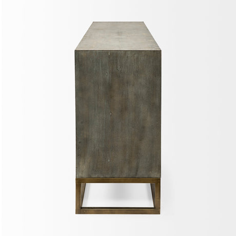 Genevieve II Gray Fir Veneer W/Gold Metal Frame Base 9 Drawer Sideboard by Mercana at Eve Furniture