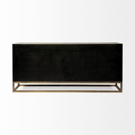 Genevieve II Gray Fir Veneer W/Gold Metal Frame Base 9 Drawer Sideboard by Mercana at Eve Furniture