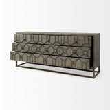 Genevieve II Gray Fir Veneer W/Gold Metal Frame Base 9 Drawer Sideboard by Mercana at Eve Furniture