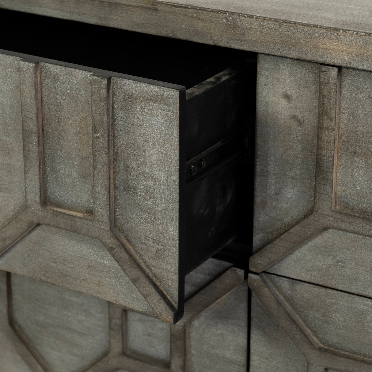 Genevieve II Gray Fir Veneer W/Gold Metal Frame Base 9 Drawer Sideboard by Mercana at Eve Furniture