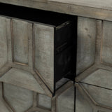 Genevieve II Gray Fir Veneer W/Gold Metal Frame Base 9 Drawer Sideboard by Mercana at Eve Furniture
