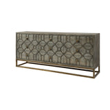 Genevieve II Gray Fir Veneer W/Gold Metal Frame Base 9 Drawer Sideboard by Mercana at Eve Furniture
