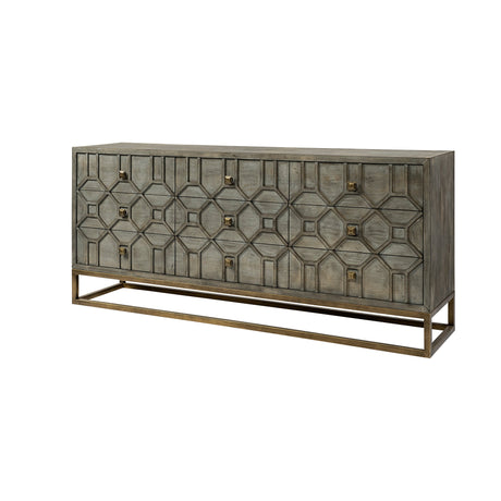 Genevieve II Gray Fir Veneer W/Gold Metal Frame Base 9 Drawer Sideboard by Mercana at Eve Furniture