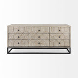Genevieve II Light Brown Fir Veneer 9 Drawer Sideboard by Mercana at Eve Furniture