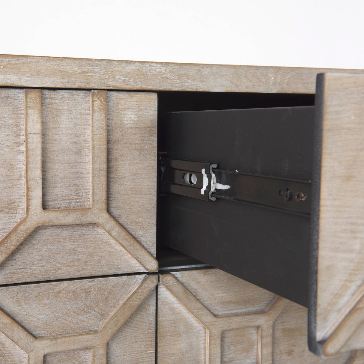 Genevieve II Light Brown Fir Veneer 9 Drawer Sideboard by Mercana at Eve Furniture