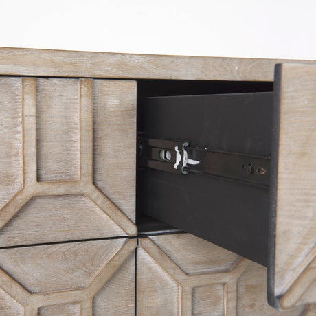 Genevieve II Light Brown Fir Veneer 9 Drawer Sideboard by Mercana at Eve Furniture