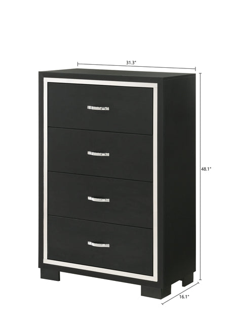 Gennro Black Corduroy Upholstered Panel Bedroom Set by Crown Mark at Eve Furniture