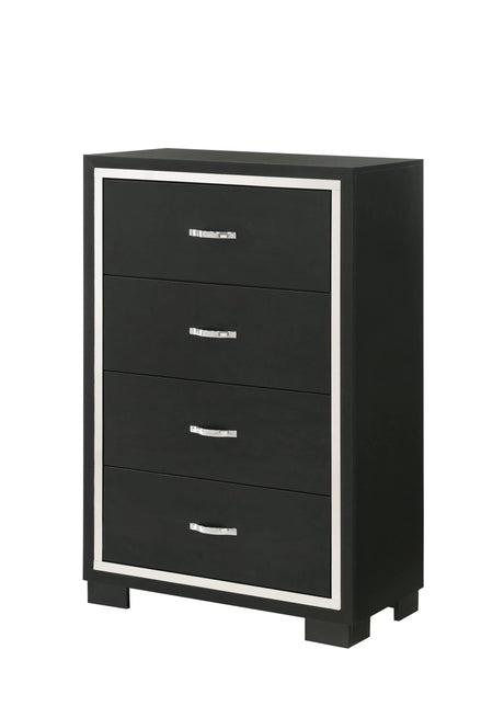 Gennro Black Corduroy Upholstered Panel Bedroom Set by Crown Mark at Eve Furniture
