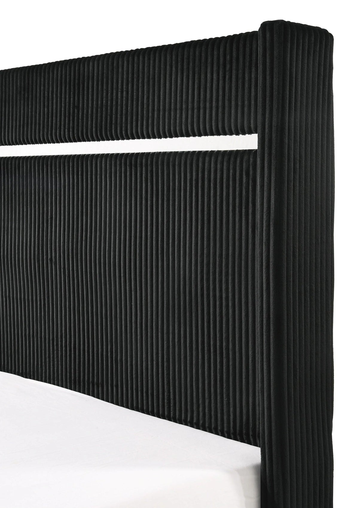 Gennro Black Corduroy Upholstered Panel Bedroom Set by Crown Mark at Eve Furniture