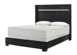 Gennro Black Corduroy Upholstered Panel Bedroom Set by Crown Mark at Eve Furniture