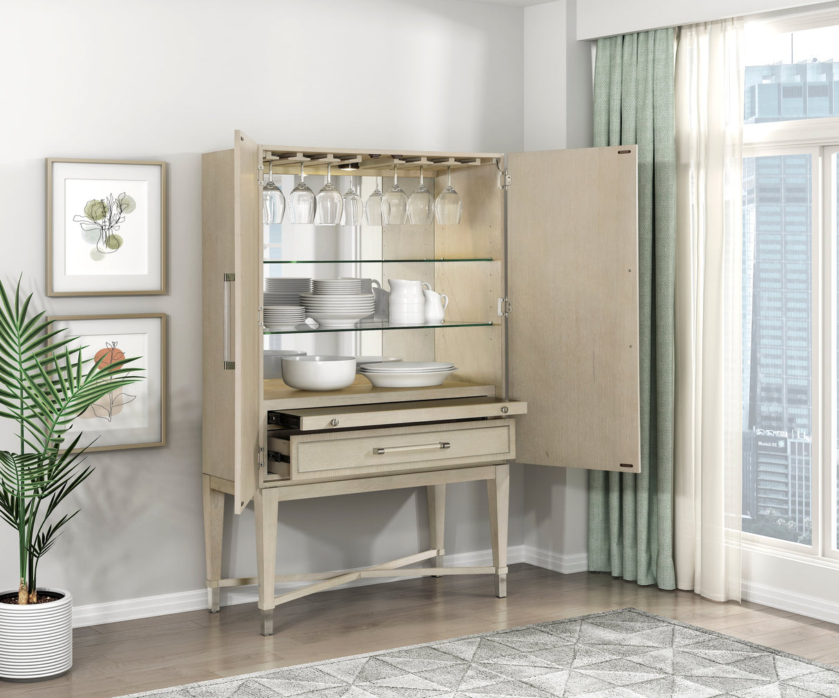 Genoa Light Oak Bar Cabinet by Homelegance at Eve Furniture