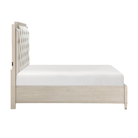 Genoa Light Oak California King Platform Bed with Footboard Storage by Homelegance at Eve Furniture