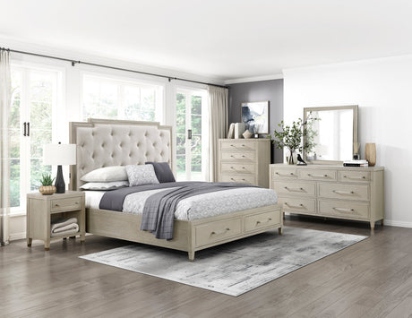 Genoa Light Oak California King Platform Bed with Footboard Storage by Homelegance at Eve Furniture