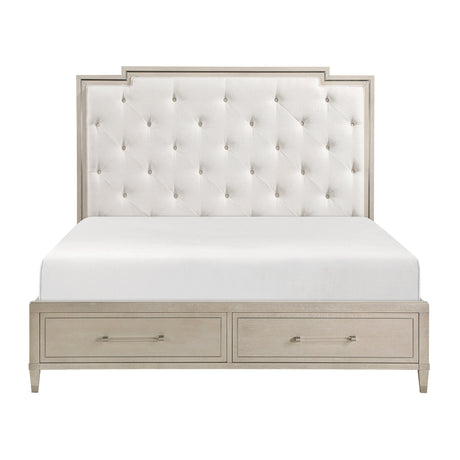 Genoa Light Oak California King Platform Bed with Footboard Storage by Homelegance at Eve Furniture