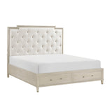 Genoa Light Oak King Upholstered Storage Platform Bed by Homelegance at Eve Furniture