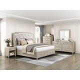 Genoa Light Oak King Upholstered Storage Platform Bed by Homelegance at Eve Furniture