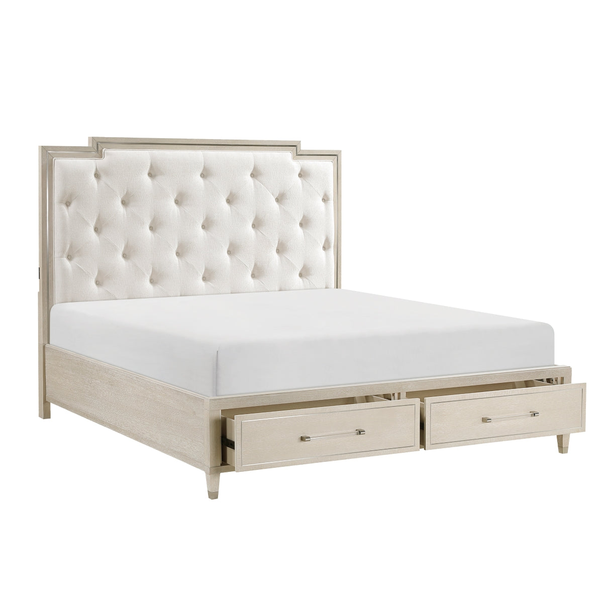 Genoa Light Oak King Upholstered Storage Platform Bed by Homelegance at Eve Furniture
