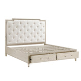 Genoa Light Oak King Upholstered Storage Platform Bed by Homelegance at Eve Furniture