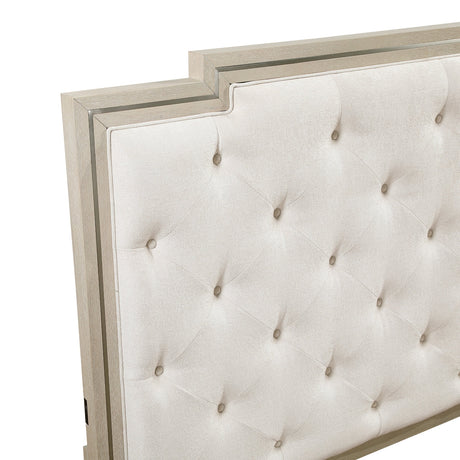 Genoa Light Oak Queen Upholstered Storage Platform Bed by Homelegance at Eve Furniture