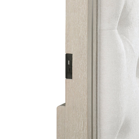 Genoa Light Oak Queen Upholstered Storage Platform Bed by Homelegance at Eve Furniture