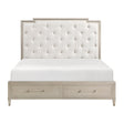 Genoa Light Oak Queen Upholstered Storage Platform Bed by Homelegance at Eve Furniture