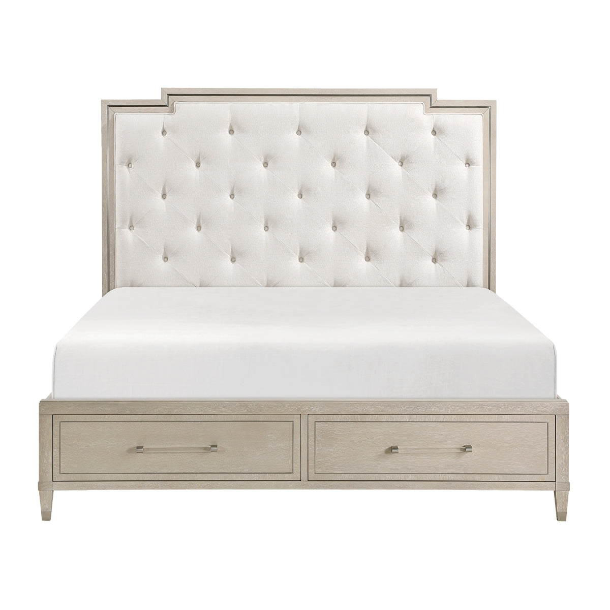 Genoa Light Oak Queen Upholstered Storage Platform Bed by Homelegance at Eve Furniture