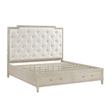 Genoa Light Oak Queen Upholstered Storage Platform Bed by Homelegance at Eve Furniture