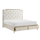 Genoa Light Oak Queen Upholstered Storage Platform Bed by Homelegance at Eve Furniture