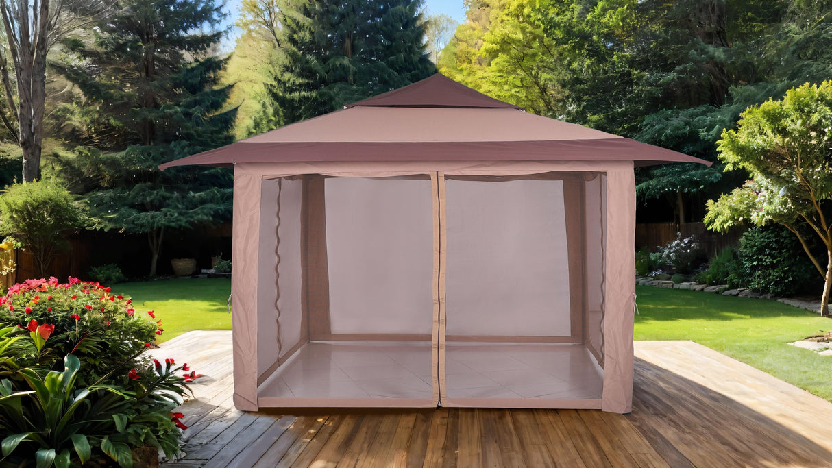 Genoa Brown Pop Up Gazebo by Furniture of America at Eve Furniture