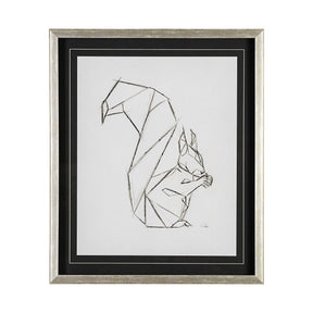 Geo Squirrrel by Mercana Studio a Hand Embellished Textured Framed Art Print Matted under Glass by Mercana at Eve Furniture