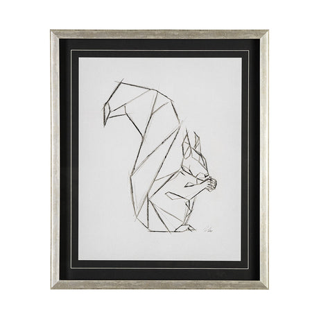 Geo Squirrrel by Mercana Studio a Hand Embellished Textured Framed Art Print Matted under Glass by Mercana at Eve Furniture
