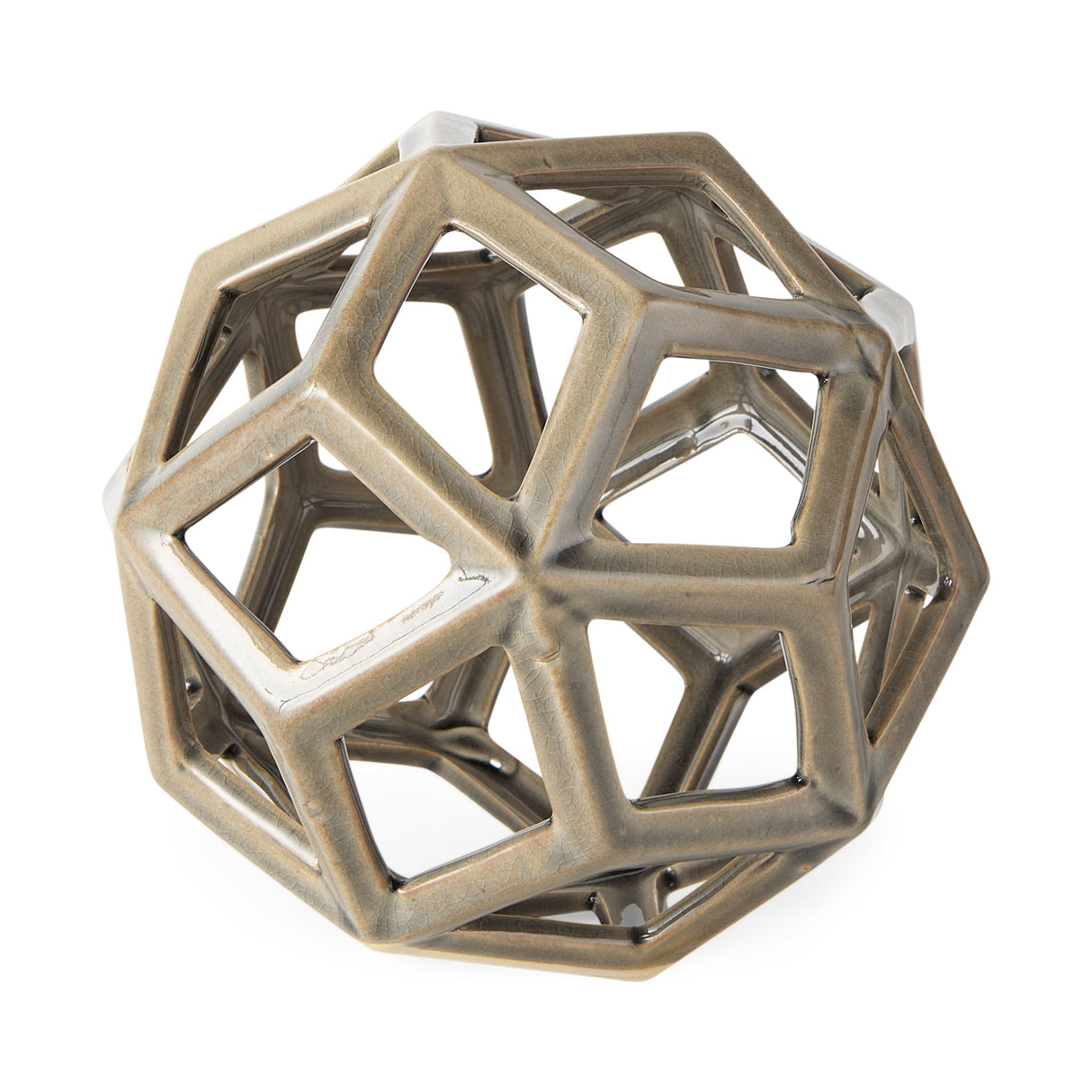 Geom 7.1L x 7.1W x 7.1H Tan Ceramic Geometric Object by Mercana at Eve Furniture