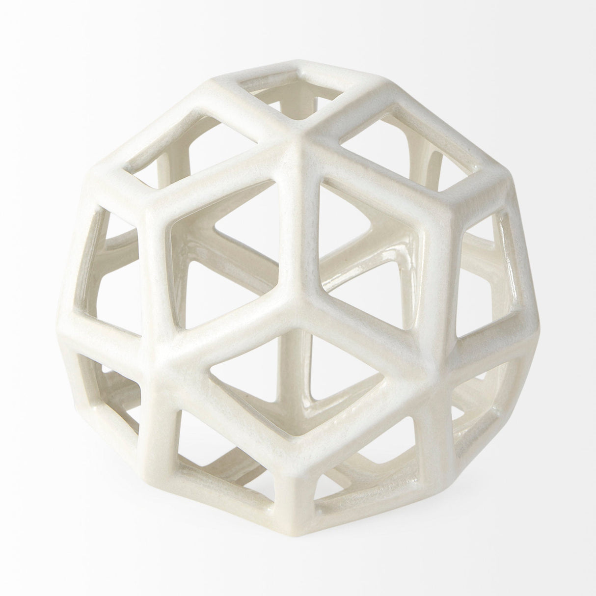 Geom 7.1L x 7.1W x 7.1H White Ceramic Geometric Object by Mercana at Eve Furniture
