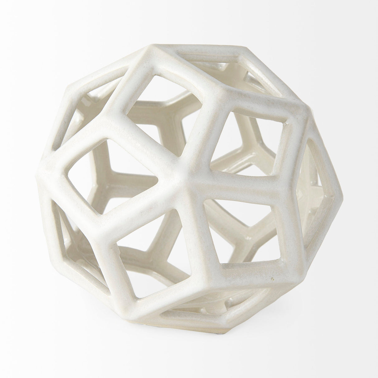 Geom 7.1L x 7.1W x 7.1H White Ceramic Geometric Object by Mercana at Eve Furniture